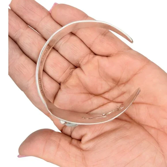 Vintage Silverware Cuff Bracelet with Larimar Stone | Wildwood Pattern 1958 - Picture 7 of 15